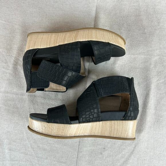 Dr Scholls Women Leather Animal Print Wedge Sandals Size 8W Strappy Boho Comfort - Picture 4 of 11